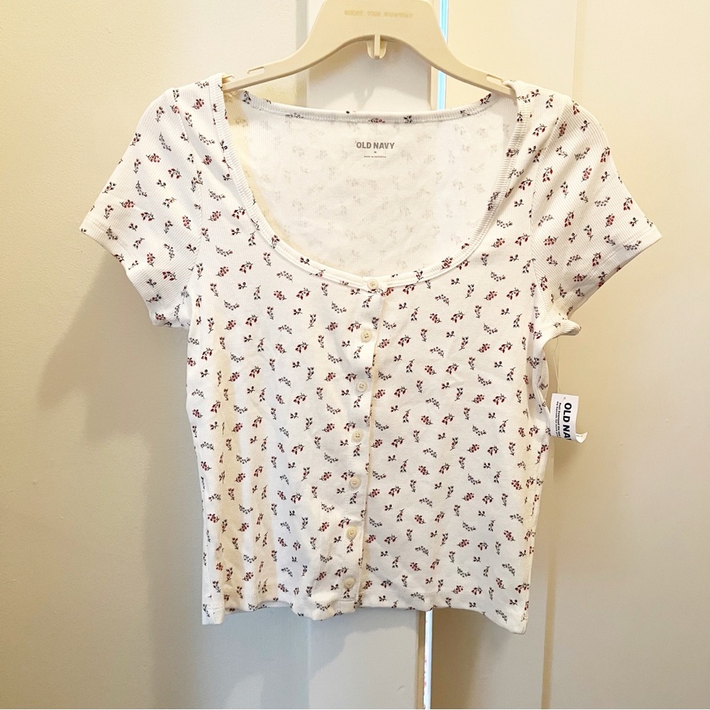 NWT Old Navy Rib‎ Knit Floral Scoop Neck Top